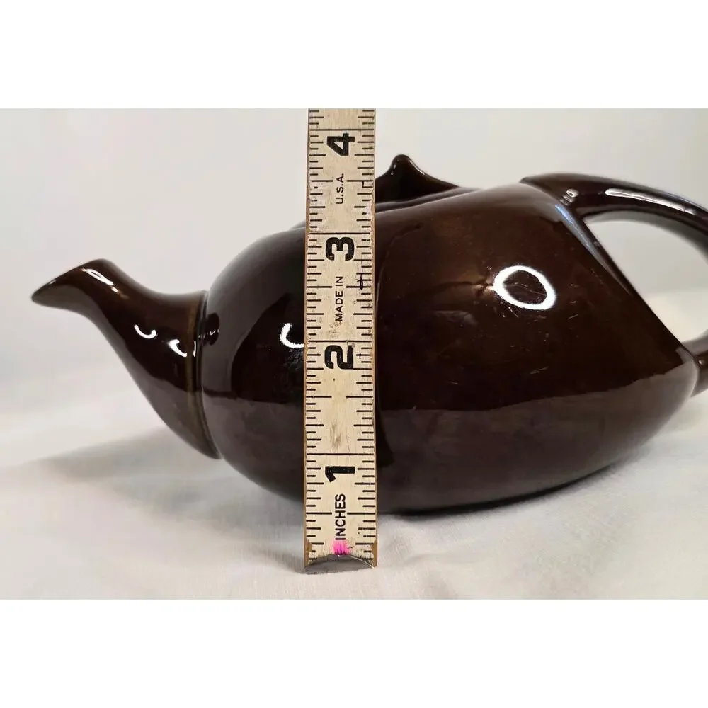 Small Vintage Pottery Teapot w/Lid Brown Glossy Glaze Rustic Primitive Farmhouse